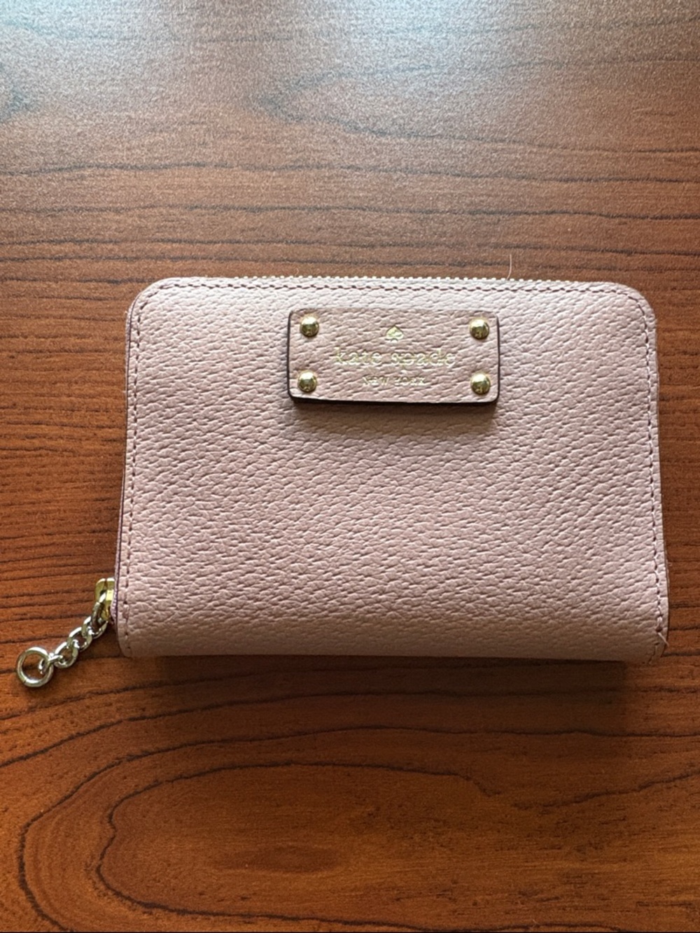 Kate Spade Dusty Peony Leather Zip-Around Compact Wallet